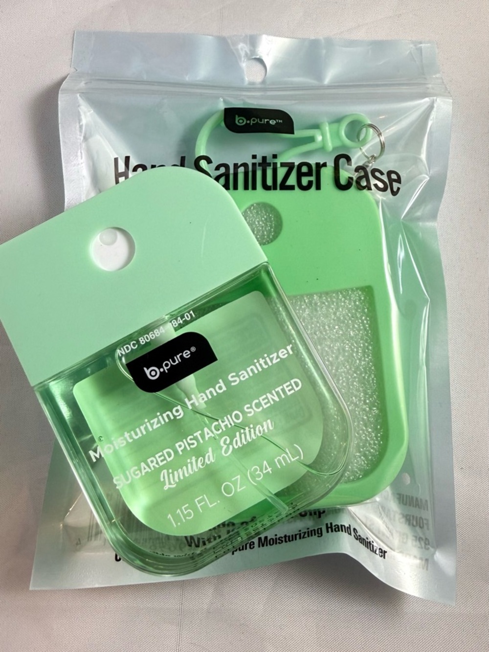 B Pure Sugared Pistachio Moisturizing Hand Sanitizer with Green Case
